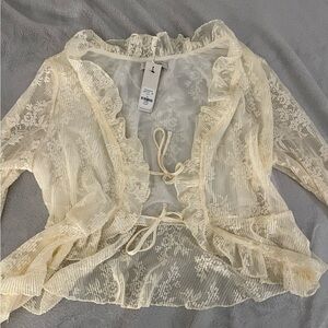 Francesca's Collections Cream Lace Blouse